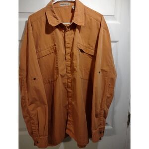 RuffHewn Mens XL Burnt Orange Long Sleeve Snap Button Utility Shirt Roll Tab